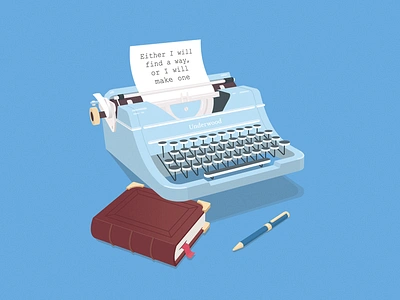 Typewriter 2d 3d book cartoon design illustration inspiration isometric isometry motivation pen typewriter underwood vector writer