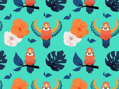 Colombia Pattern animal bird design flower graphic design illustration minimal parrot pattern tropical vector