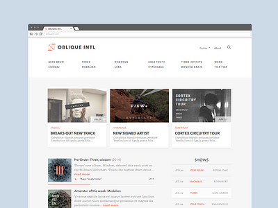 Record Label Design clean minimal player shows typography ui ux view