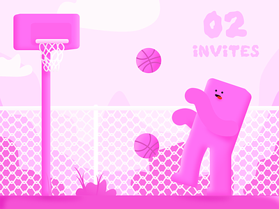 2 invites! basketball blocks clean fence illustration inspiration invite invites minimal pink