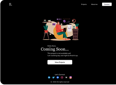 Dark Mode: Project coming soon Page animation branding design illustration ui ux