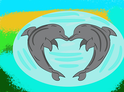 dolphin in water animal illustration artwork children colouring design dolphin drawing illustration kids pages