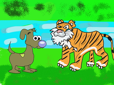 tiger and dog artwork children children storybooks colouring drawing forest illustration kids pages