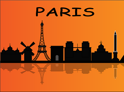 paris city skyline artwork design illustration landcsape paris city skyline silhouette