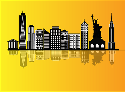 newyork city skyline artwork branding design drawing illustration landscape newyork city skyline silhouette vector