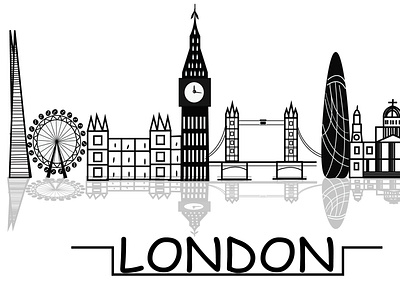 london city skyline branding design drawing illustration landscape london city skyline silhouette