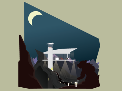 The Hermit Cabin in the valley of sleeping giants art bear cabin deco design earth frank frank lloyd wright franklloyd gizzly illustration island modern monster montana moon rocks rocky mountains ui wyoming
