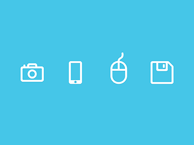 Minimal Line Icons blue camera electronics floppy disk graphics iconography icons lines minimal mouse phone simple
