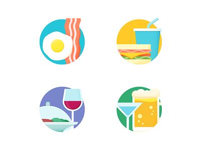 Breakfast Lunch Dinner Drinks Illustrated Icons