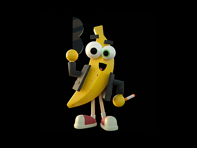 Mr Bananahead 3d blender character design illustration