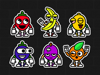 STKR pack banana bold characters cute emotions fruits orange pack sour stickers stkr vector