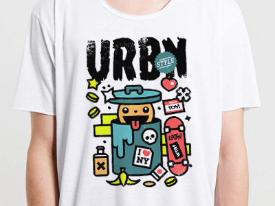 URBN 2d bold cat love skateboard street t shirt vector