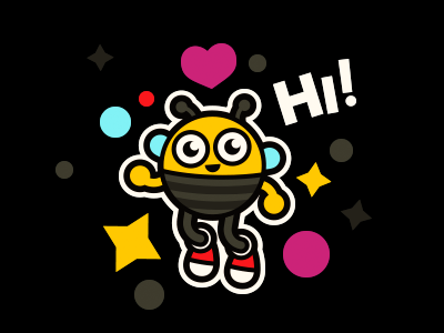 Say Hi 2d bee cartoon character hi