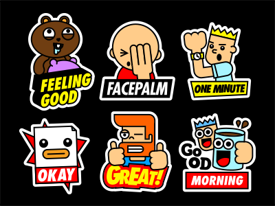 Wave stickers facepalm feeling good good morning great okay one monute
