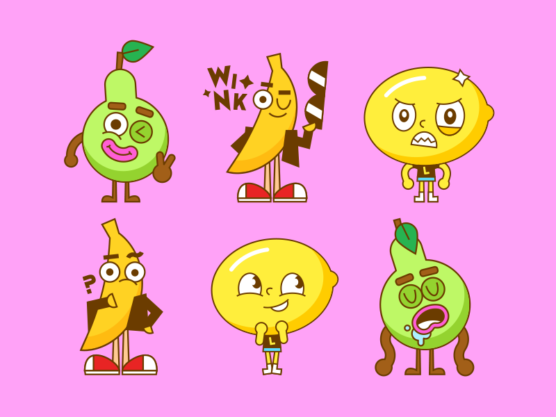 Ф Р У К Т Ы ● О В О Щ И 2d character cute food fruits illustration vector vegetables
