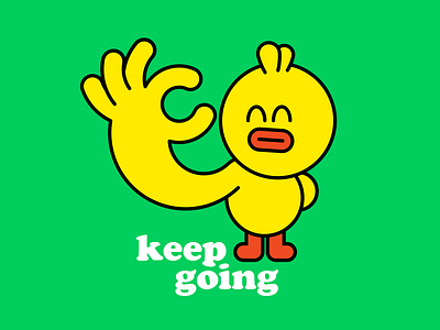 Keep Going Dribbble 2d bold character cute design duck emoji illustration quack stickers vector