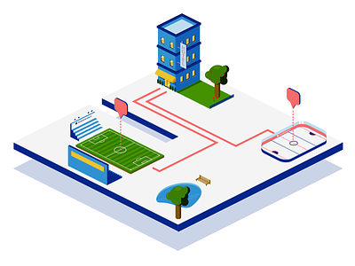 Isometric Downtown & Sporting Venues affinity designer brand design cityscape design illustration isometric isometric design isometric illustration vector