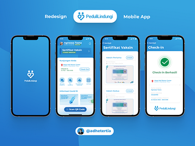 Redesign PeduliLindungi Mobile App - Covid Protection App covid design figma figmadesign pedulilindungi ui uidesign uimobileapp uiux