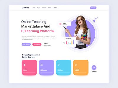 Online Teaching And E-learning Platform 2023 academic best design branding e learning edication figma marketplace online course online teaching phshamim platform school ui uiux