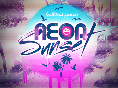 Neon Sunset 80s chill dj house music mixtape music neon palm trees retro sunset vaporwave
