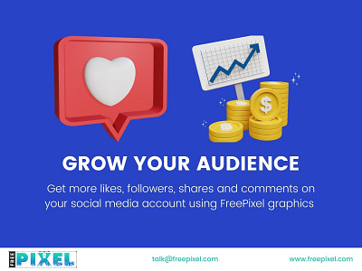 Grow Your Audience With FreePixel 3d adobe branding digital art graphic design icon illustration logo designer marketing photoshop vector