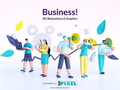 3D Illustrations & Graphics 3d business company graphic design growth illustration people render setting successful vector