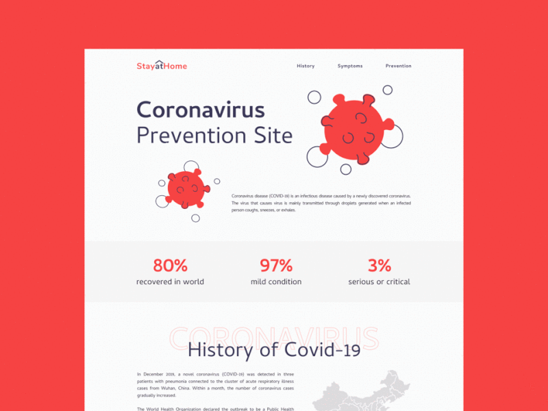 Website Coronovirus prevention after effect animaion coronavirus covid 19 design stay at home stayathome virus web коронавирус