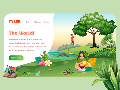 Web Header - Tyler figma green header header design illustration landing page sketch ui ui design web web ui xd