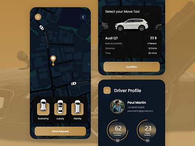 Move Car Booking App adobe xd app booking car dark design luxury modern uber ui ux