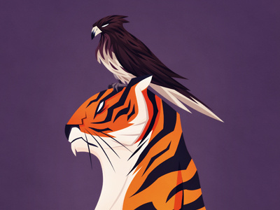 Tiger And Hawk animal filstrup hawk illustration sam tiger tigerhawk01