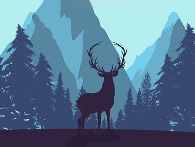 Elk - Blue Color tone design graphic design illustration