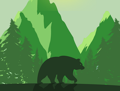 Grizzly Bear - Green Tones design graphic design illustration