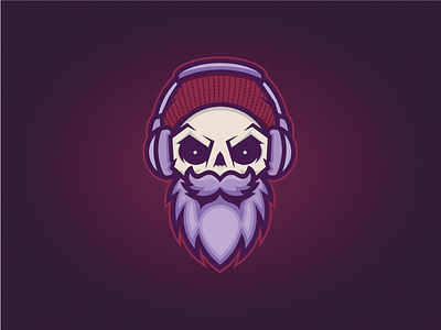 Bearded Skull Mascot beanie beard esports gaming headset logo mascot skull twitch