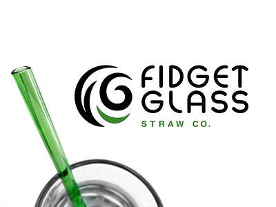Fidget Glass Logo brand identity branding face flow glass liquid logo monogram smile spin straw symbol twist water