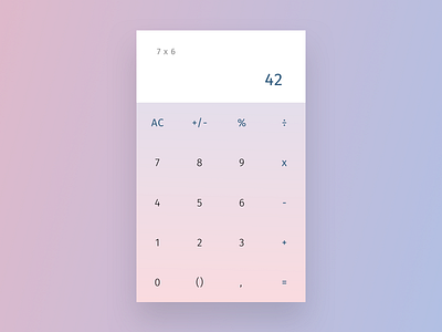 Daily UI 004 - Calculator app clean essential gradient interface minimal numbers pastel simple standard