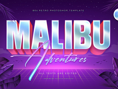 Malibu - 80s Retro Logo Mockup