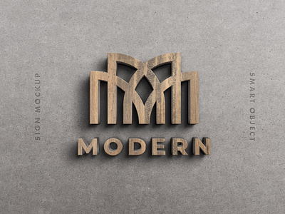 Wooden 3D Sign Mockup