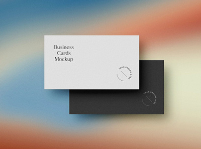 Gradient Business Cards Mockup 3d 3d text 80s business card business design designposter gradient illustration light logo logo text mockup