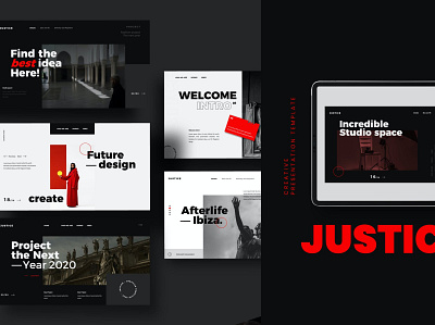 JUSTICE - Business Marketing branding business corporate design diagram elegant fashion google slides keynote lookbook modern moodboard multipurpose pitch deck portfolio powerpoint presentation simplicity slides template