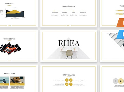 Rhea Presentation Template branding deck design designposter easy graphic design illustration keynote landing landing page lookbook modern page pitch pitch deck powerpoint presentation professional template vector