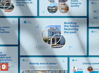 Building Company Presentation Template annual report architecture branding building company design designposter google slides graphic design illustration keynote pitch deck powerpoint presentation presentation template realestate template ui vector web development