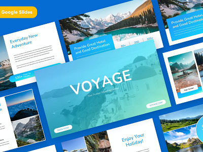 VOYAGE -Travel Business Google Slides Template branding business company deck design designposter google slides graphic design illustration keynote pitch pitch deck powerpoint presentation resort template travel travel slides vector world