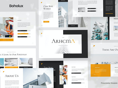 Arhcma - Architecture Presentation Template architecture branding design designposter education exterior furniture graphic design illustration interior interior design keynote motion graphics pitch deck powerpoint presentation presentation template startup template vector