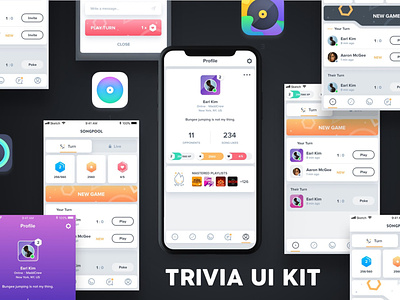 QUIZZ - Trivia Game UI Kit branding design designposter game graphic design illustration instagram kit kit quiz multi purpose neumorphic neumorphic app neumorphic app kit one page website signup trivia game ui ui kit ux video