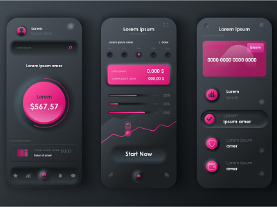 Finance Neumorphic Mobile App UI Kit account bank branding commerce design designposter graphic design gui illustration login mobile neomorphism neumorphic pay payment signup skeuomorphic ui uikits vector