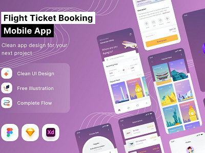 Flight Ticket Booking Mobile App branding design designposter graphic design header iconography illustration kit layout logo multipurpose purpose template ui uikit ux vector web development web maintance website