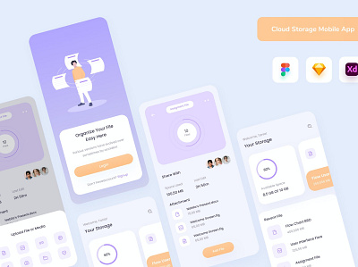Cloud Storage App - Uixasset booking app branding clean design designposter document file graphic design header iconography iconset illustration kits layout management mobile app smarthome template ui web website