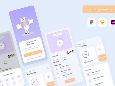 Cloud Storage App - Uixasset booking app branding clean design designposter document file graphic design header iconography iconset illustration kits layout management mobile app smarthome template ui web website