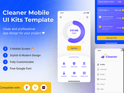 Cleaner Mobile App UI Kits Template