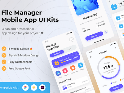 File Manager Mobile App UI Kits Template